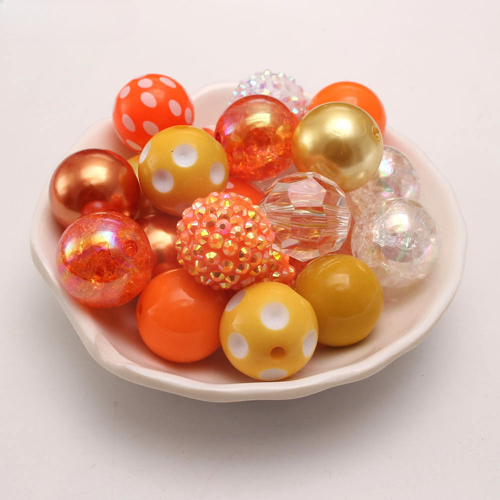 Wholesale 50pcs Mixed Color 20MM Orange Acrylic Bubblegum Beads ACC-BDS-NiJia038