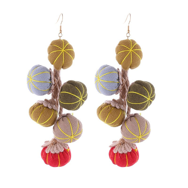 Wholesale Thanksgiving Day Long Pumpkin Tassel Earrings  ACC-ES-CT040