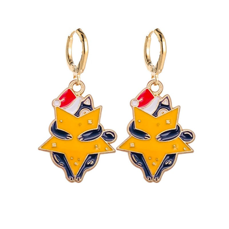 Wholesale Christmas Cute Colored Lights Cat Alloy Earrings ACC-ES-ChenY099