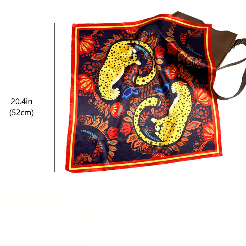 Wholesale Leopard Print Flower Polyester Square Scarf Silk Scarf ACC-SS-HY007