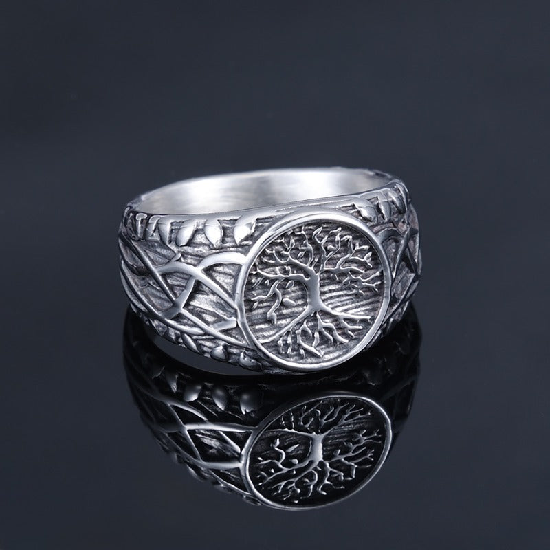 Wholesale Tree of Life Vine Stainless Steel No Fading Ring ACC-RS-Moer013