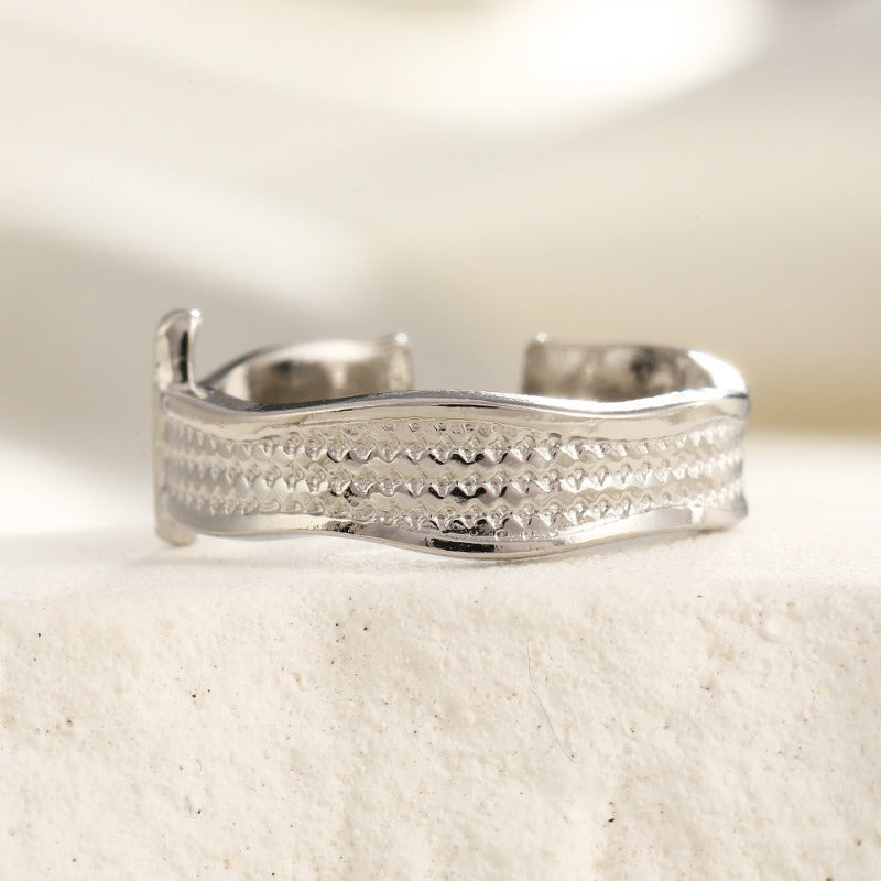 Wholesale Stainless Steel  Irregular Ring Line Ring Hollow Rings  ACC-RS-TaiMei006