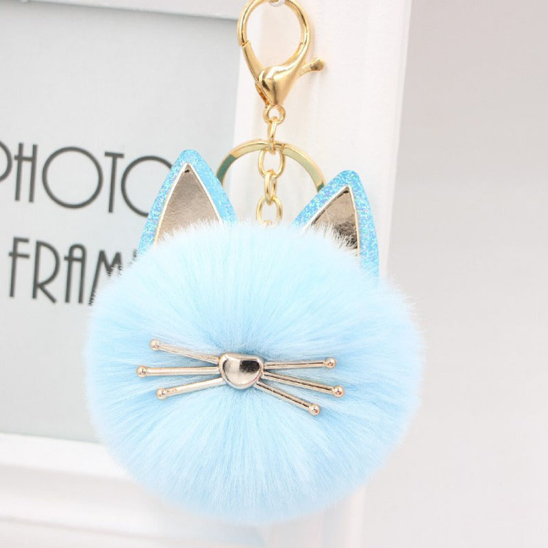 Wholesale Cute Girls Cat Fur Ball Keychains ACC-KC-Zuge011