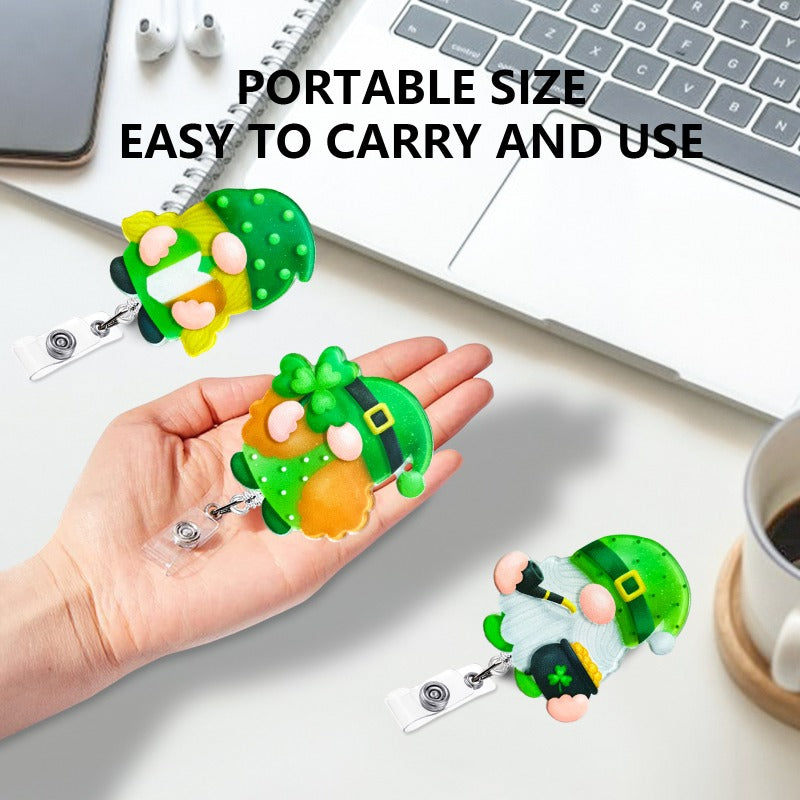 Wholesale Irish Festival Acrylic Gnome Rotating Doctor Nurse Retractable Keychain ACC-KC-QiDing027