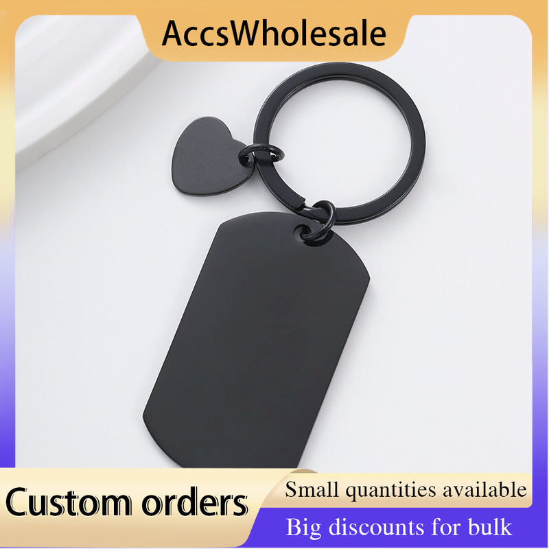 Custom Keychain with Laser Engraved Text or Logo - Multi-color Heart Charm Metal Keychain