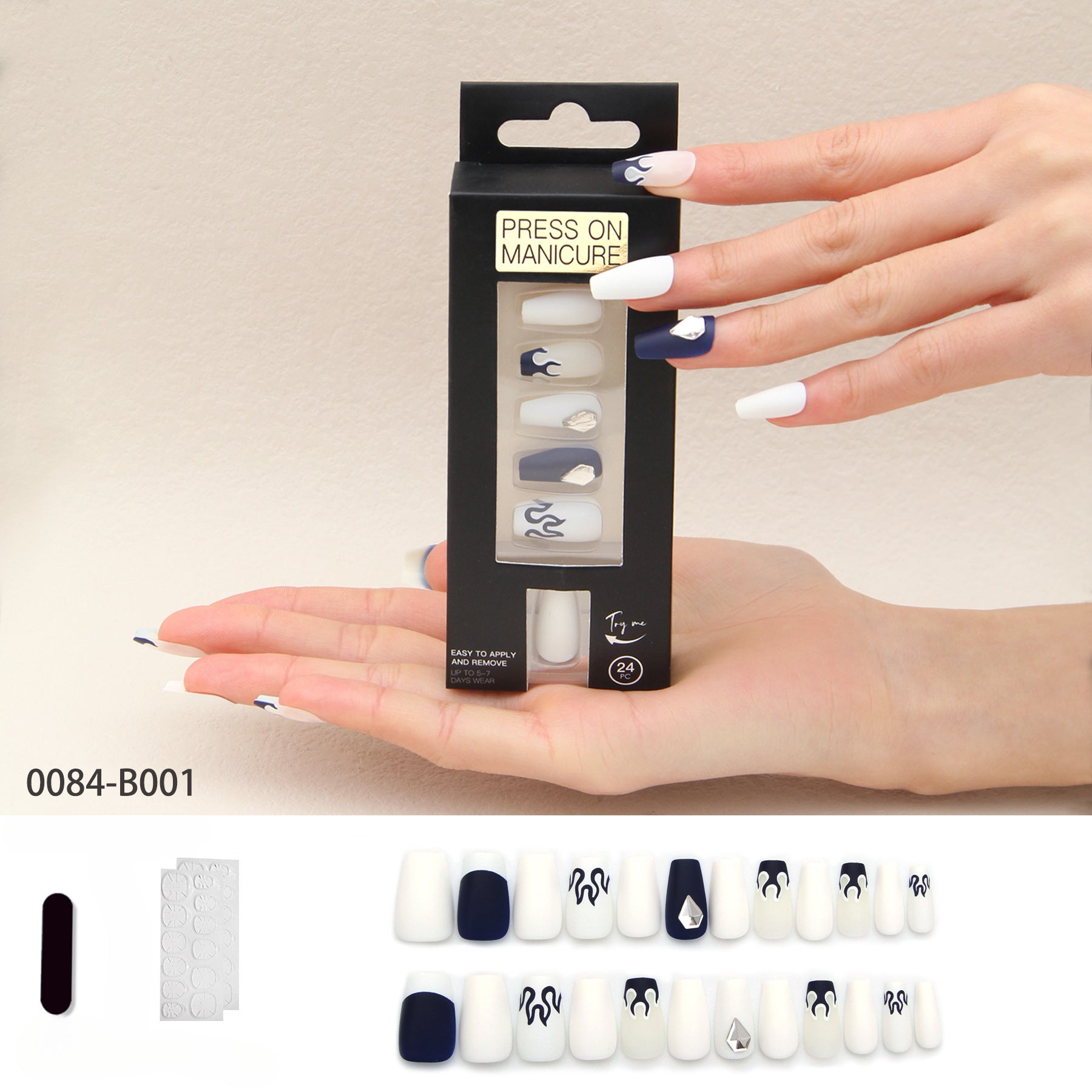 Wholesale Press on Nails Kits 24 Ballet Nail Adhesive Nail Enhancement Tablets ACC-NS-XKQ008