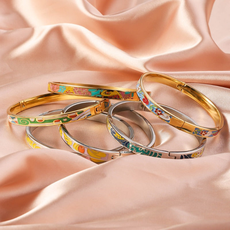 Wholesale Titanium Steel Geometric Oil Drop Buckle Bracelet ACC-BT-Ruif006