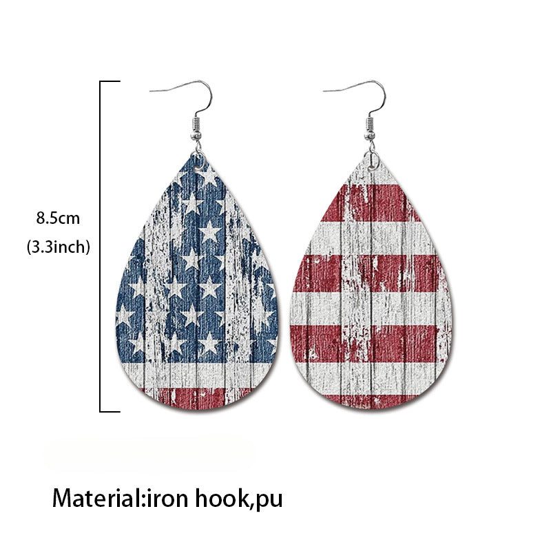 Wholesale American Independence Day Leather Droplet Shaped Earrings ACC-ES-XinChuan006