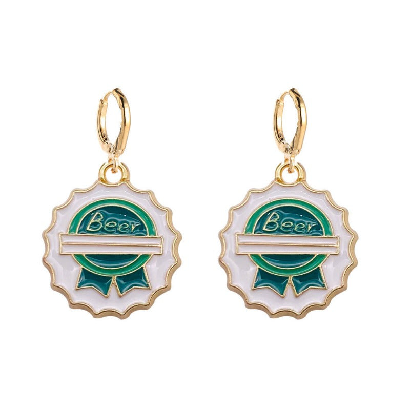 Wholesale Mardi Gras Beer Bottle Wine Glass Alloy Earrings ACC-ES-ChenY097