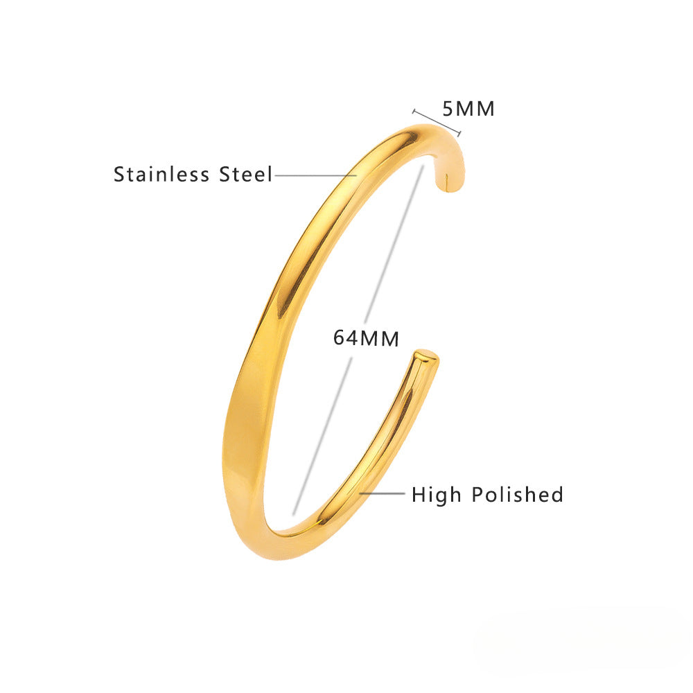 Wholesale C-shaped Irregular Titanium Steel Bracelet ACC-BT-Feif006