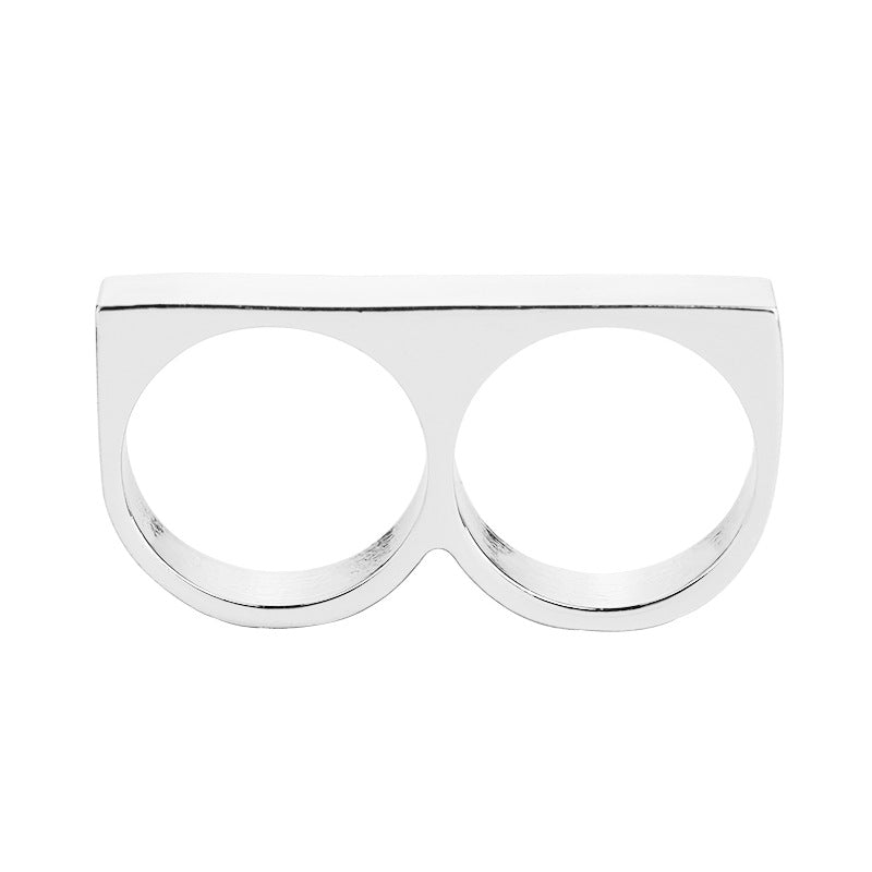 Wholesale Punk Hip Hop Glossy Alloy Two Finger Ring ACC-RS-ZhiJia001