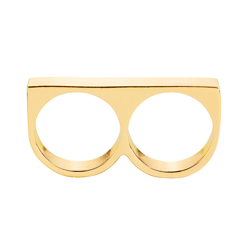 Wholesale Punk Hip Hop Glossy Alloy Two Finger Ring ACC-RS-ZhiJia001