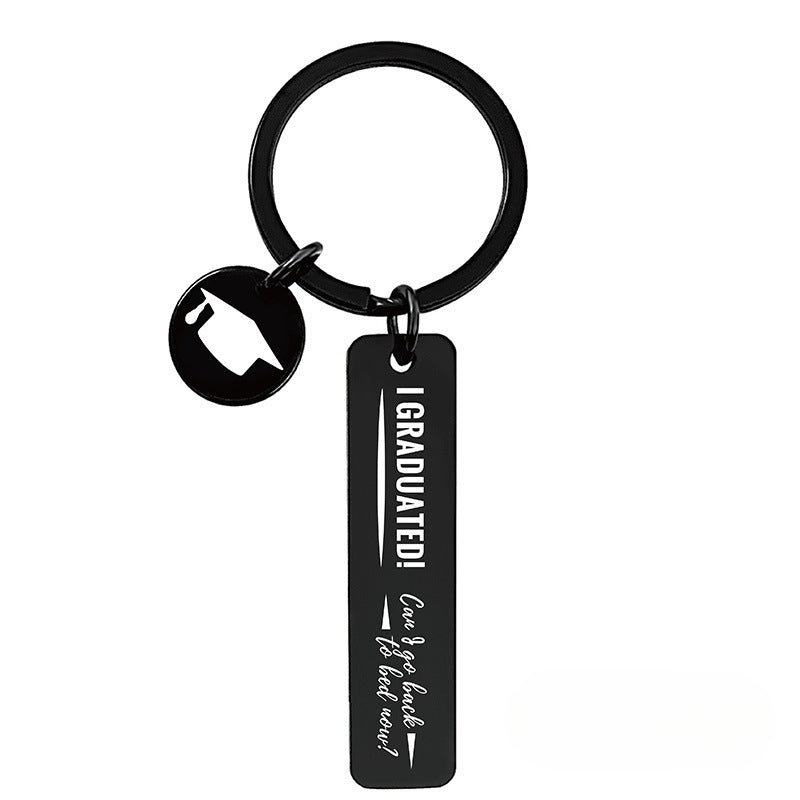 Wholesale 2024 Graduation Season Inspirational Phrases Square Stainless Steel Keychain ACC-KC-Ganggu013