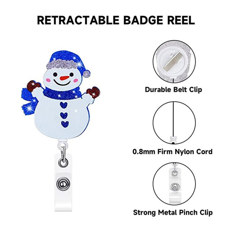 Wholesale Christmas Tree Holiday Glitter Badge Clip Retractable Keychain ACC-KC-LingYu011