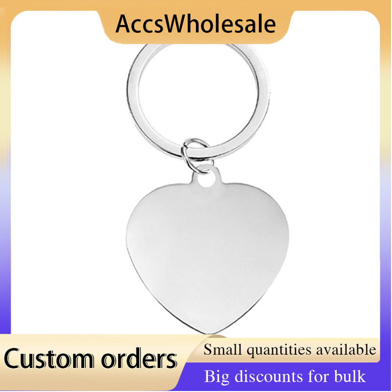 Custom Keychains with Laser Engraved Text or Logo - Multicolor Heart Shape Metal Keychains