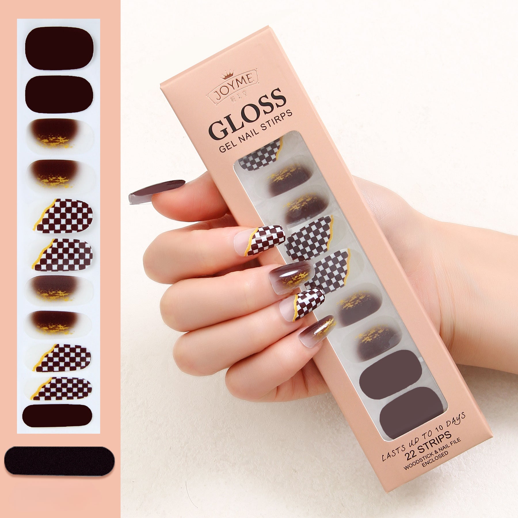 Wholesale Nail Stickers Waterproof, Baking Free, Solid Color Nail Stickers 22 Stickers ACC-NS-XKQ003