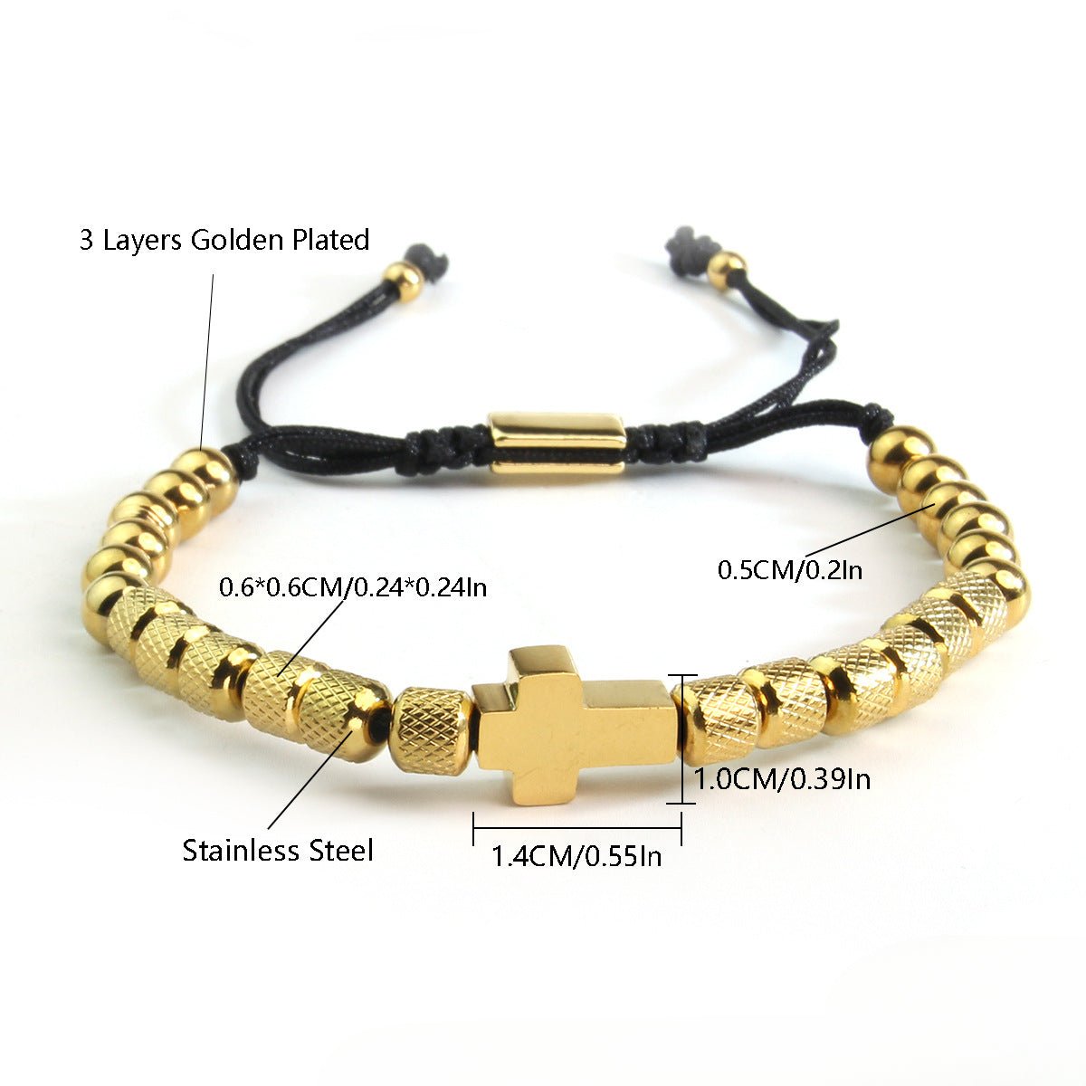 Wholesale Stainless Steel Bracelets Gold Plated Bracelet Cross Bracelet ACC-BT-HongMing008