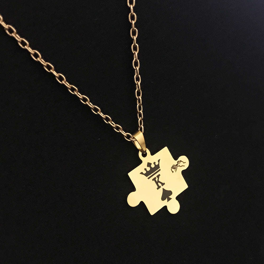 Wholesale Stainless Steel Splicing King Queen Necklaces ACC-NE-Huhe002