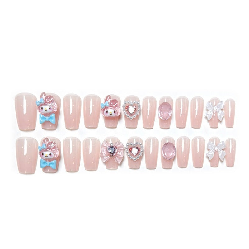 Wholesale 24 Pieces/box Cute Pink Girl Nails Kits Nail Stickers  ACC-NS-DiNa012