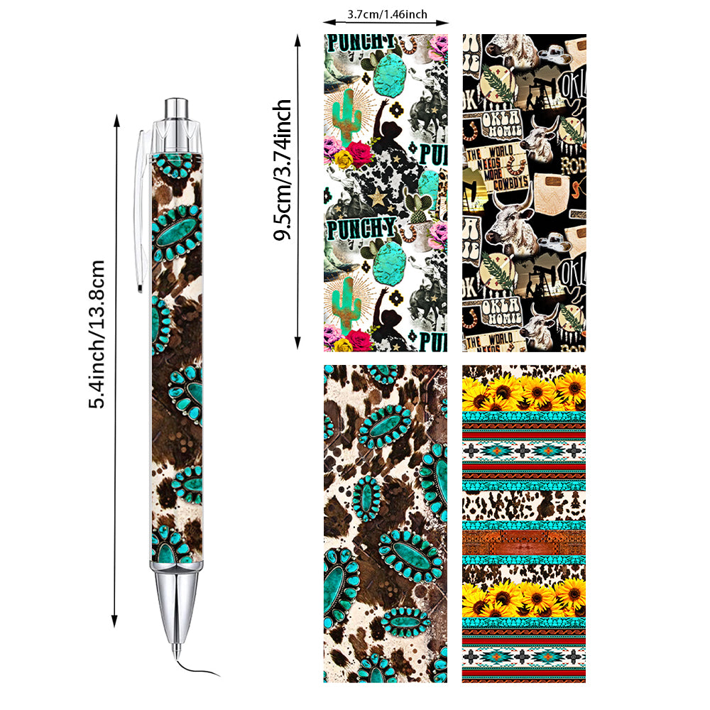 Wholesale 8pcs Western Style Aztec Printed Plastic Round Pen Body Pens ACC-001