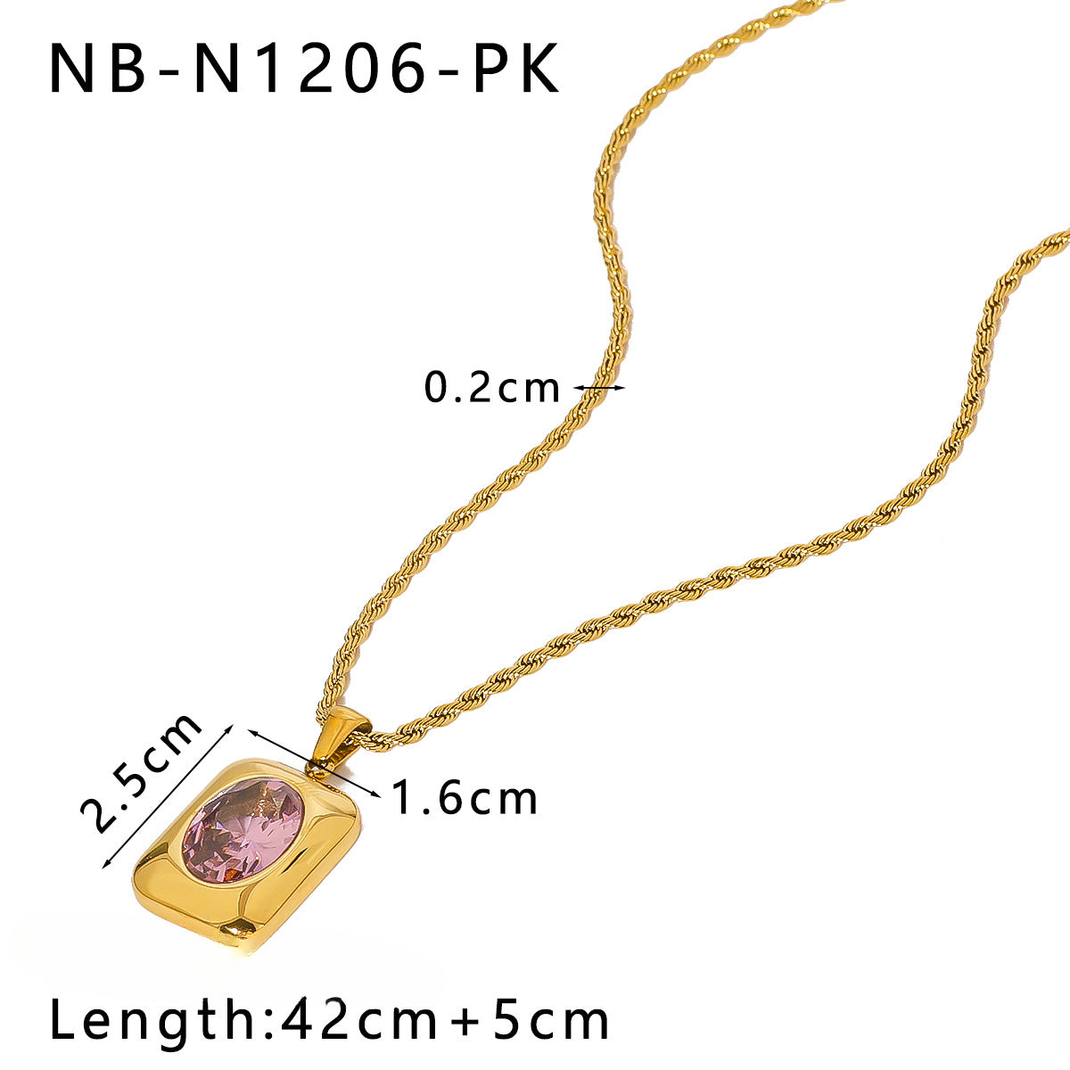 Wholesale 18K Gold Stainless Steel Pendant with Zircon and Twisted Chain Choker Necklaces ACC-NE-XinY008