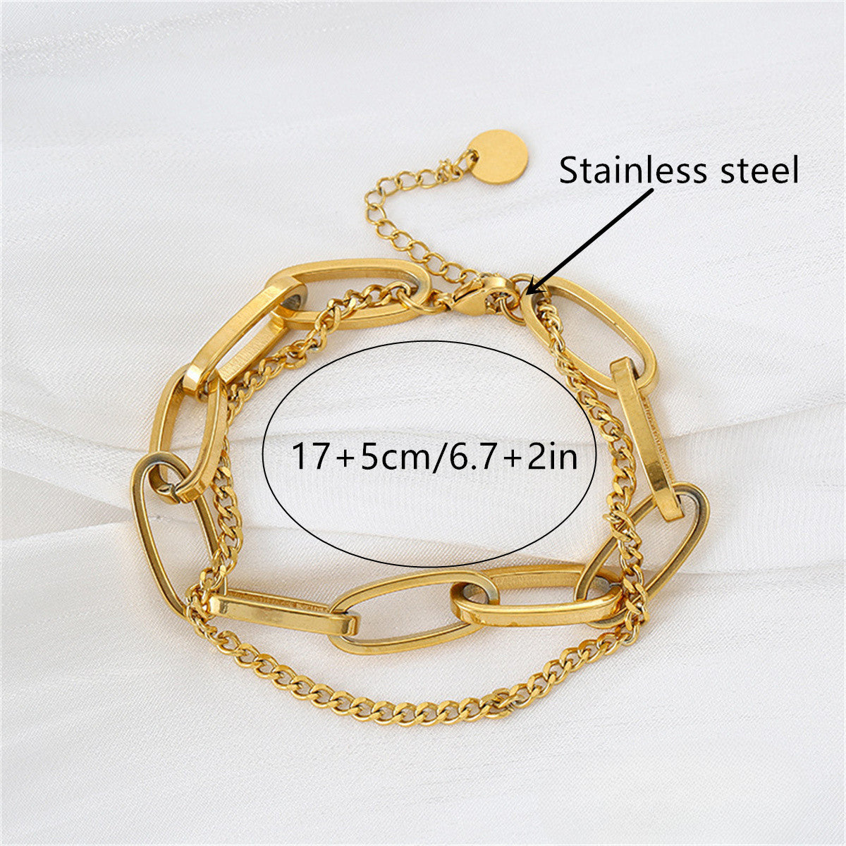 Wholesale 18K Gold Cuban Stainless Steel Bracelets Double Bracelet ACC-BT-YiZ001