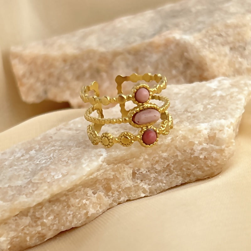 Wholesale Vintage Natural Stone Stainless Steel Rings ACC-RS-YuSen001