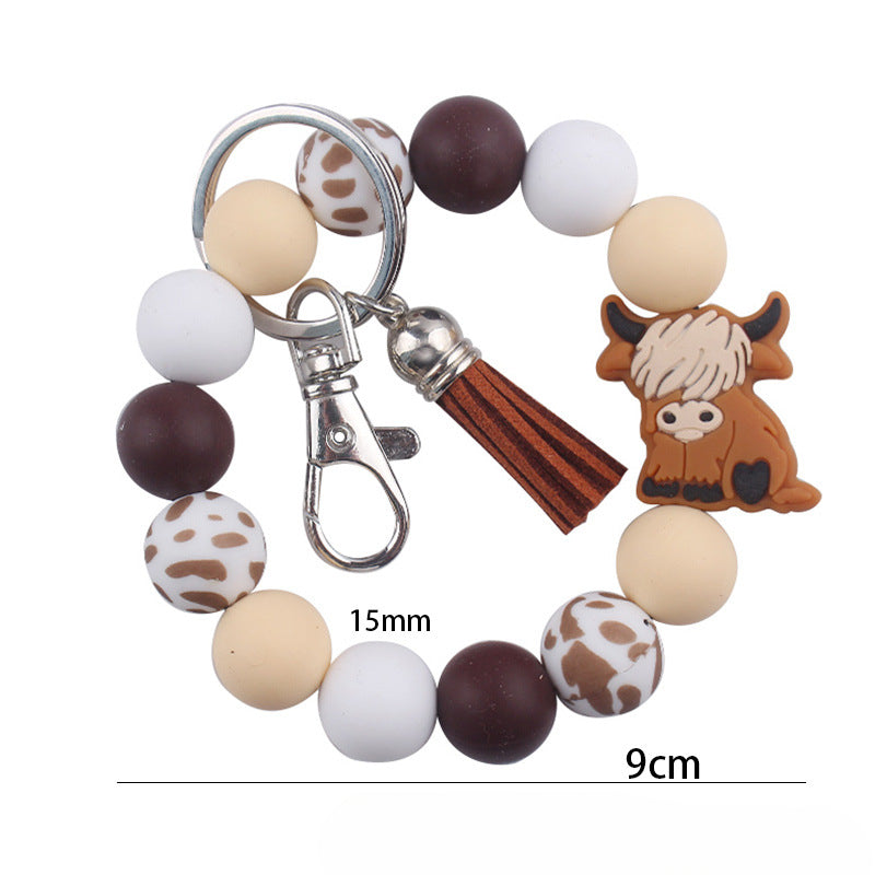 Wholesale Cartoon Bull Head Silicone Beaded Wrist Keychain ACC-KC-GuangTian063