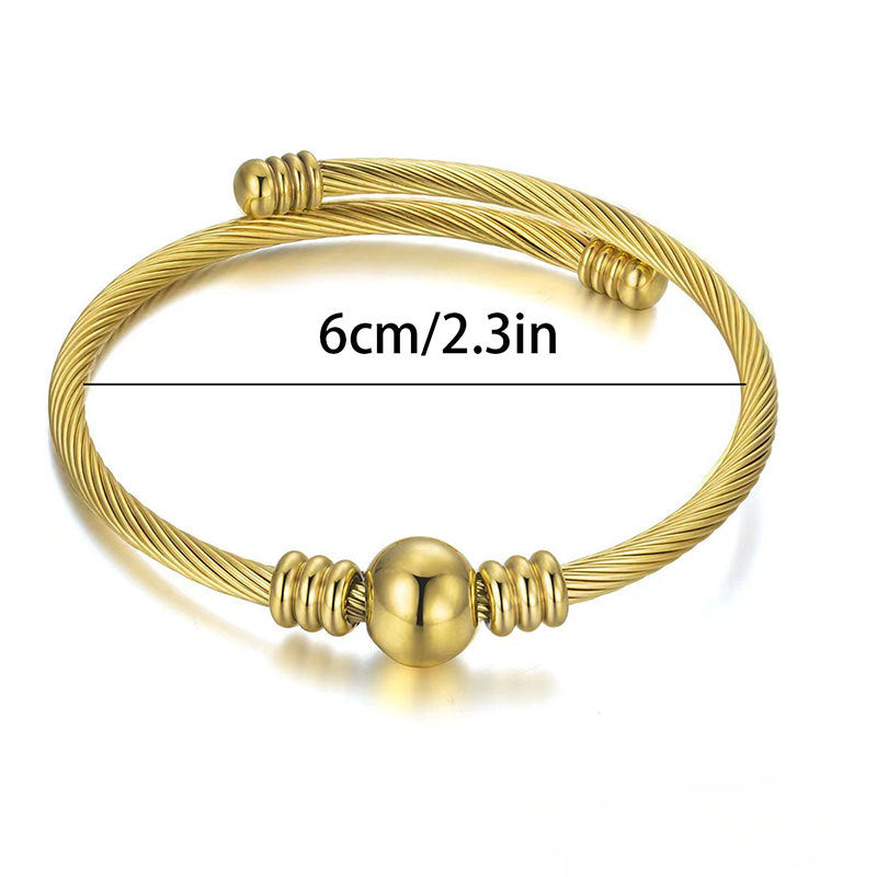 Wholesale Stainless Steel Beads Spiral Ring Bracelet ACC-BT-RuiX004