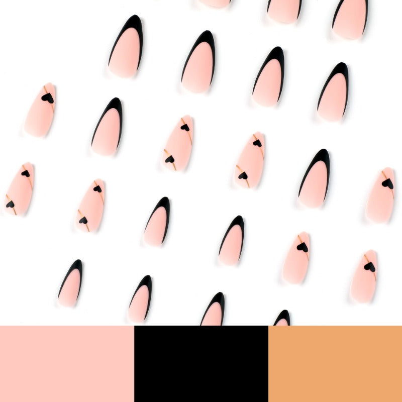 Wholesale 24 Pieces/box Black Heart Nails Kits Nail Stickers ACC-NS-LeFan207