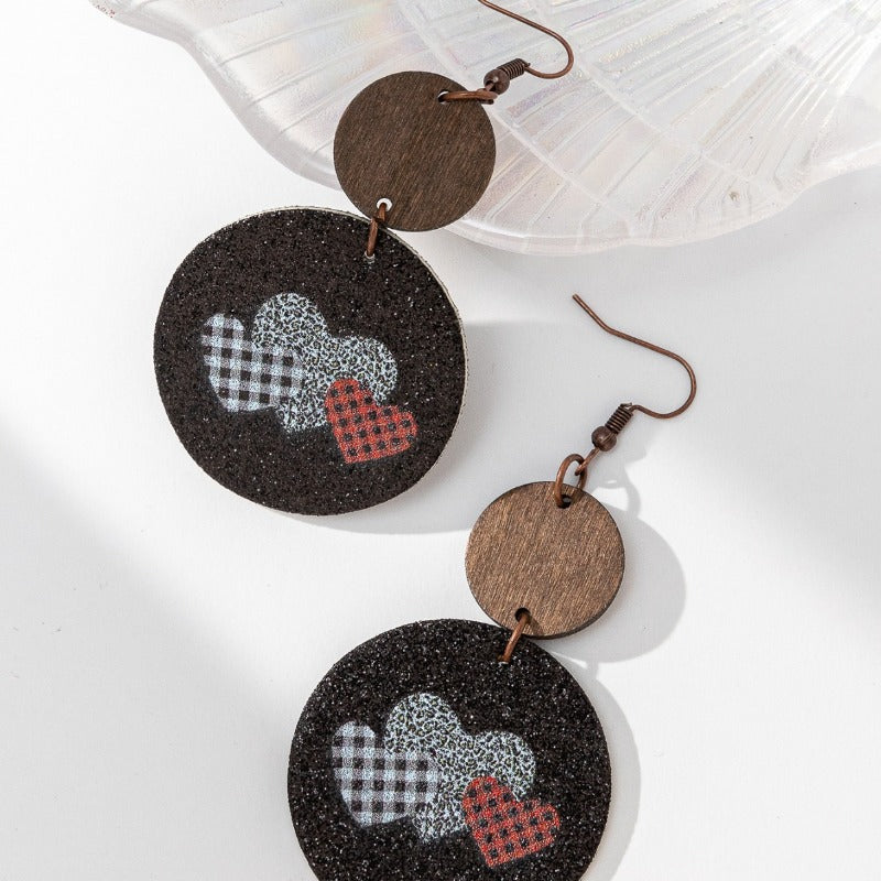 Wholesale Round Sequined Leather Earrings ACC-ES-YiTian026