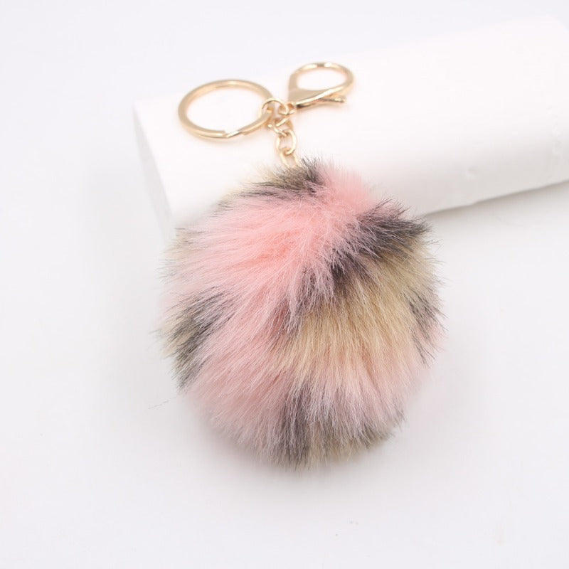 Wholesale Leopard Print Fur Ball 8cm Gold Keychains ACC-KC-Zuge004