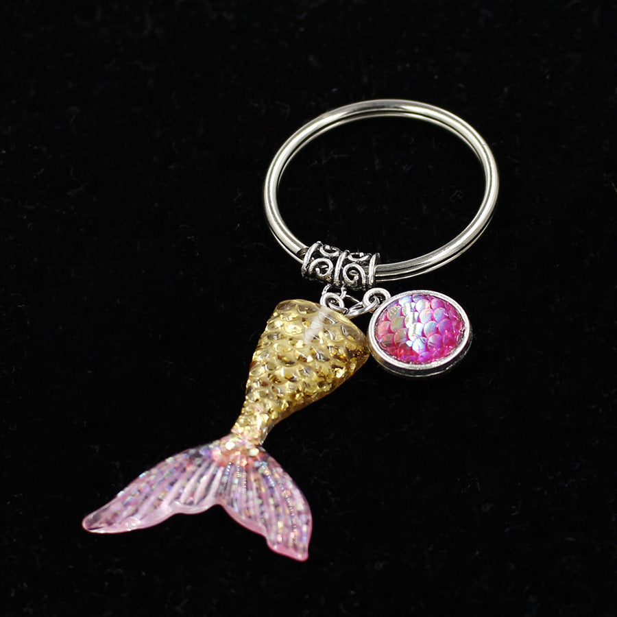 Wholesale Gradient Fishtail Alloy Keychain