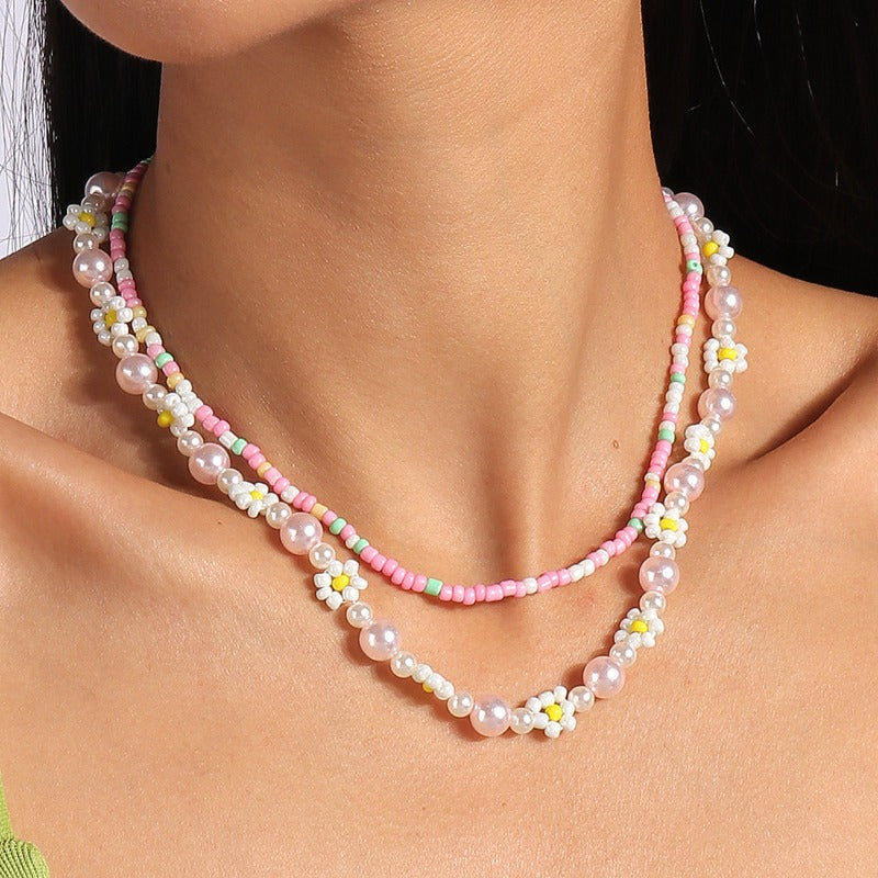 Wholesale Colorful Rice Bead Flower Beaded Necklace ACC-NE-YueSen026