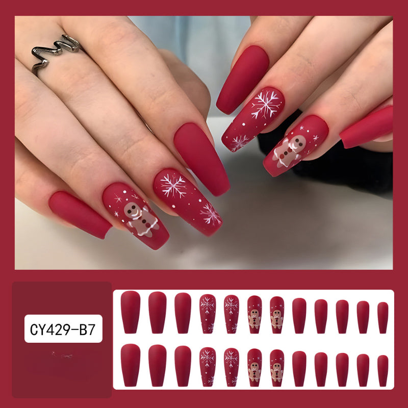 Wholesale 24 Pieces/box Christmas Red and White Snowflake Nails Kits Nail Stickers ACC-NS-QXJ037