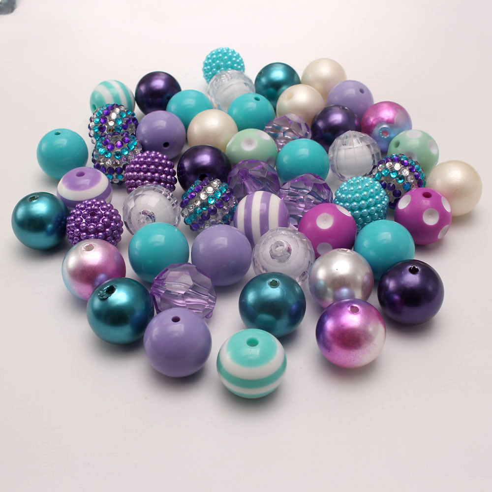 Wholesale 50pcs/pack Ocean Wind Mermaid Color 20MM Acrylic Beads Bubblegum Beads