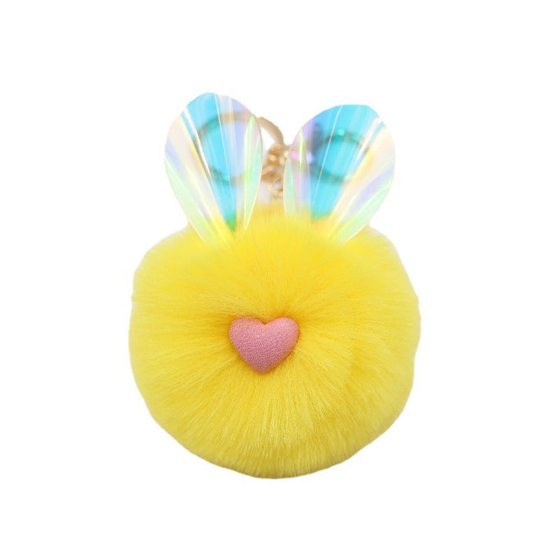 Wholesale Cute Color Changing Ears Rabbit Fur Ball Keychains ACC-KC-Zuge010