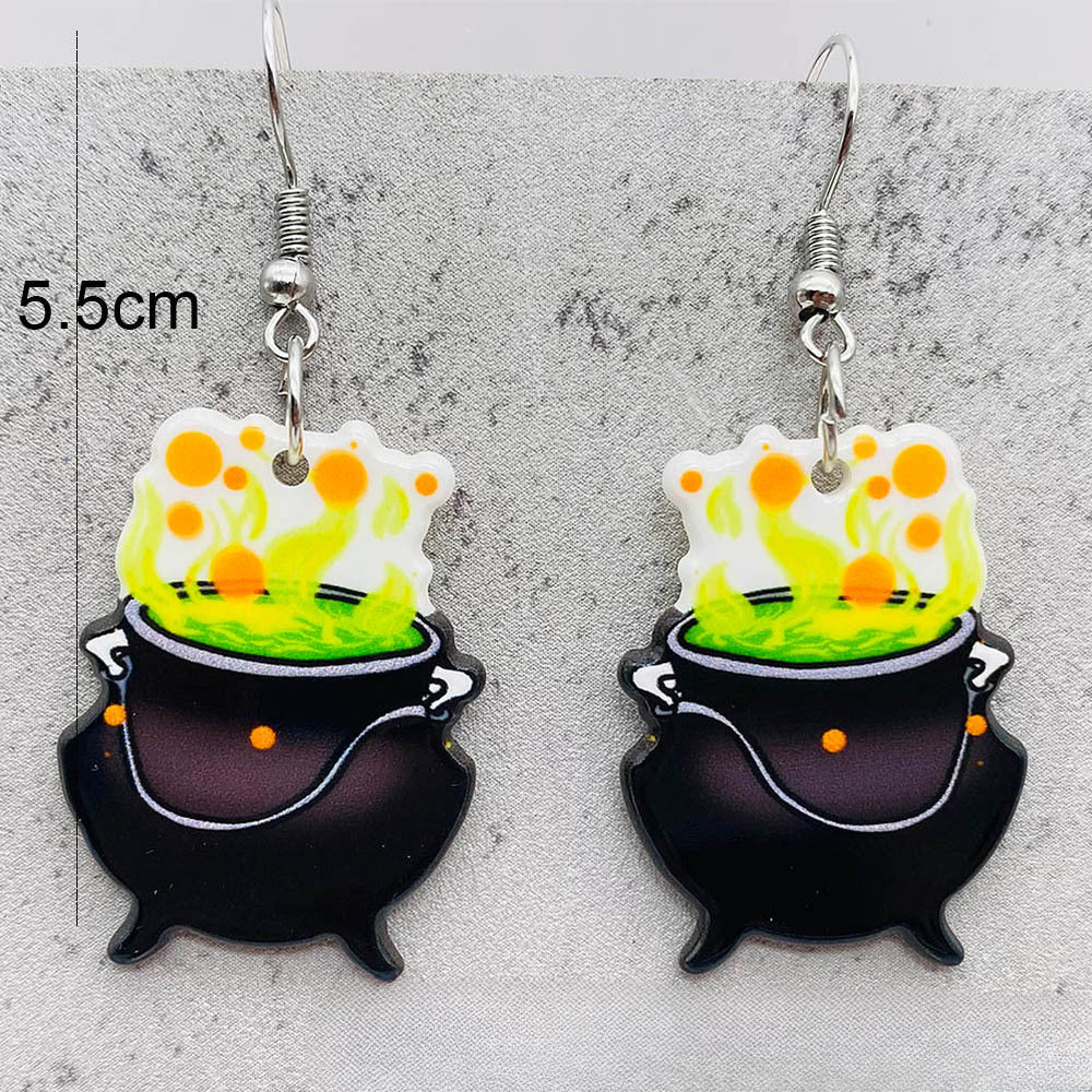 Wholesale Halloween Horror Pumpkin Ghost Tarot Acrylic Earrings ACC-ES-ChenY025