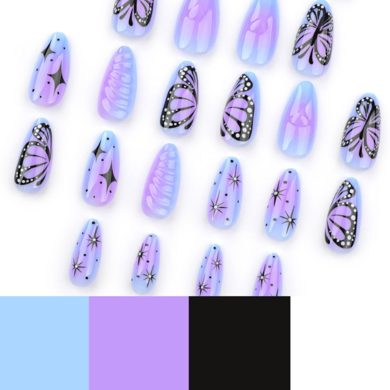 Wholesale 24 Pieces/box Purple Butterfly Nails Kits Nail Stickers ACC-NS-LeFan200