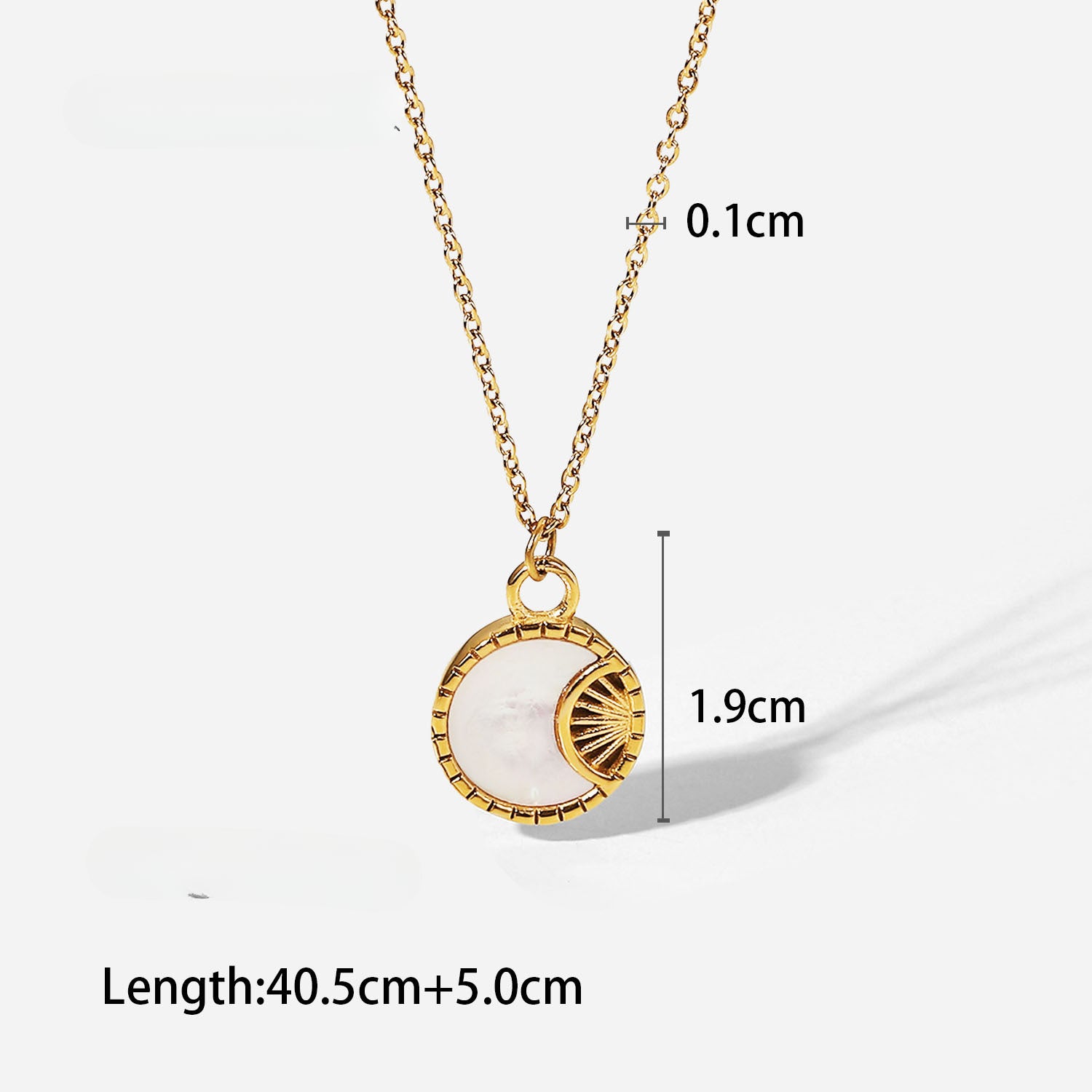 Wholesale 18K Gold Plated Stainless Steel White Shell Moon Necklace ACC-NE-Jied002
