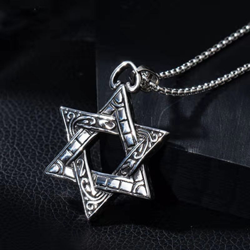 Wholesale Stainless Steel Vintage Double-sided Six-pointed Star Necklaces ACC-NE-Leis006
