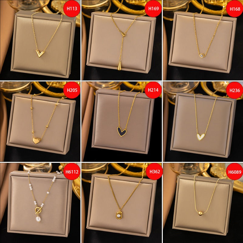 Wholesale Light Luxury Exquisite Titanium Steel Necklace ACC-NE-Qinji007