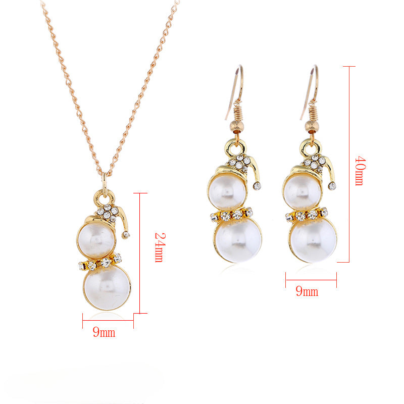 Wholesale Cute Cartoon Colorful Christmas Snowman Earrings Necklace Set ACC-NE-KaiQing006