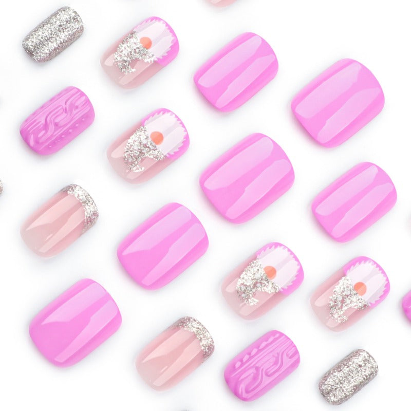 Wholesale 24 Pieces/box Pink Christmas Hat Nails Kits Nail Stickers ACC-NS-LeFan205