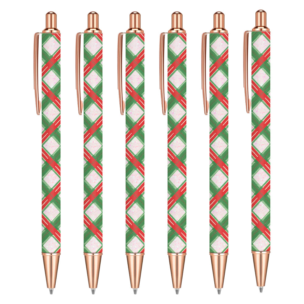Wholesale 6pcs Christmas Ballpoint Pens Set Metal Journaling Black Ink Pretty Cute Fancy Stationery Gifts for Birthday Home Office Desk