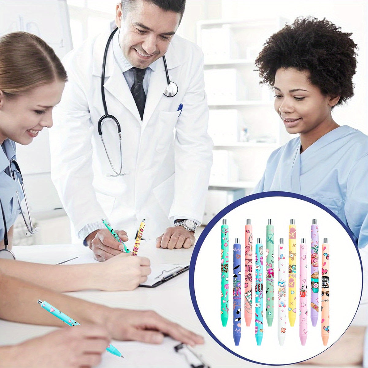 20pcs/40pcs Plastic Ballpoint Pen and Nurse UV DTF Pen Wraps Set for Appreciation Gifts Labor and Delivery Assistant Student Coworkers
