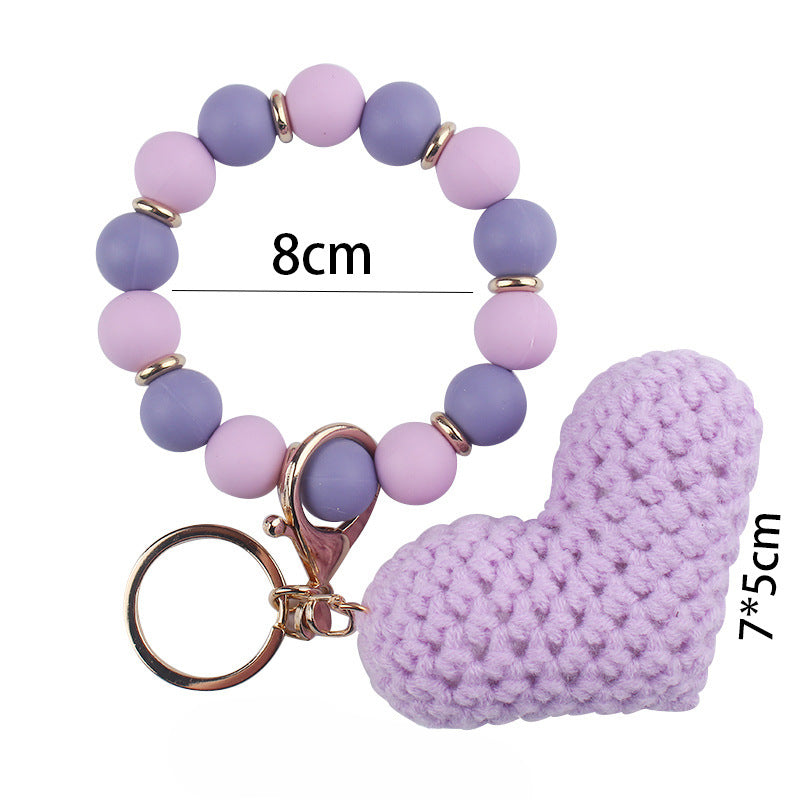 Wholesale Cartoon Love Wool Silicone Beaded Wrist Keychain ACC-KC-GuangTian050
