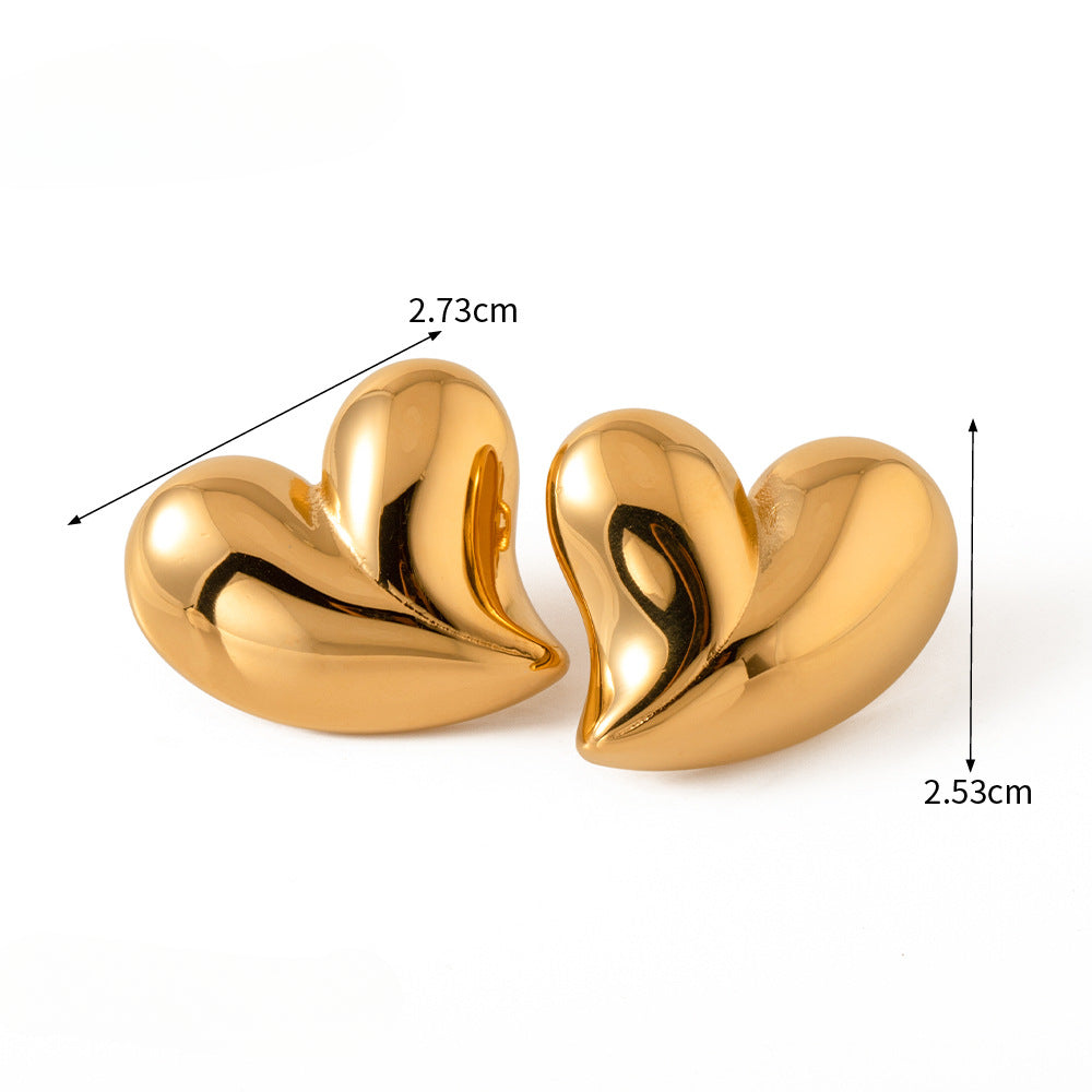 Wholesale 18K Gold Large Heart Shaped Earrings Stainless Steel Earrings for Women Heart Earrings ACC-ES-Jied006