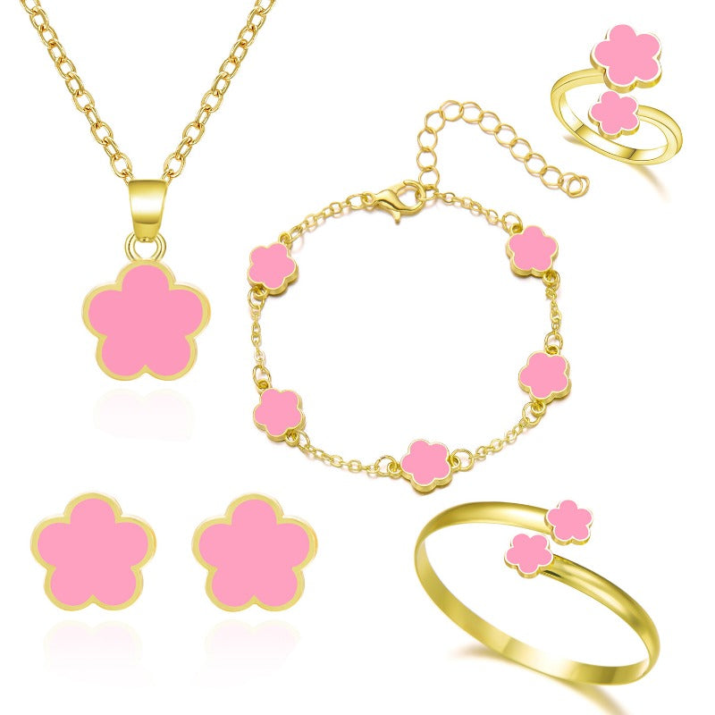 Wholesale Five Petal Flower Bracelet Necklace Set  ACC-NE-YingHao008