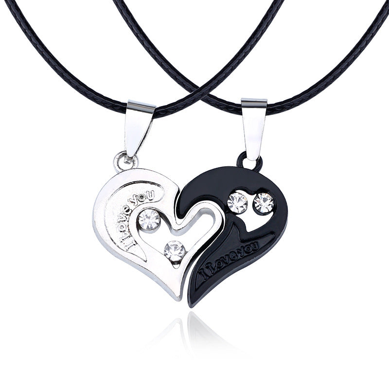 Wholesale creative stainless steel diamond love stitching Valentine's Day necklace
